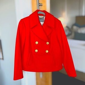 J. Crew Nello Gori Wool Peacoat Pullover  In Electric Red Size 6